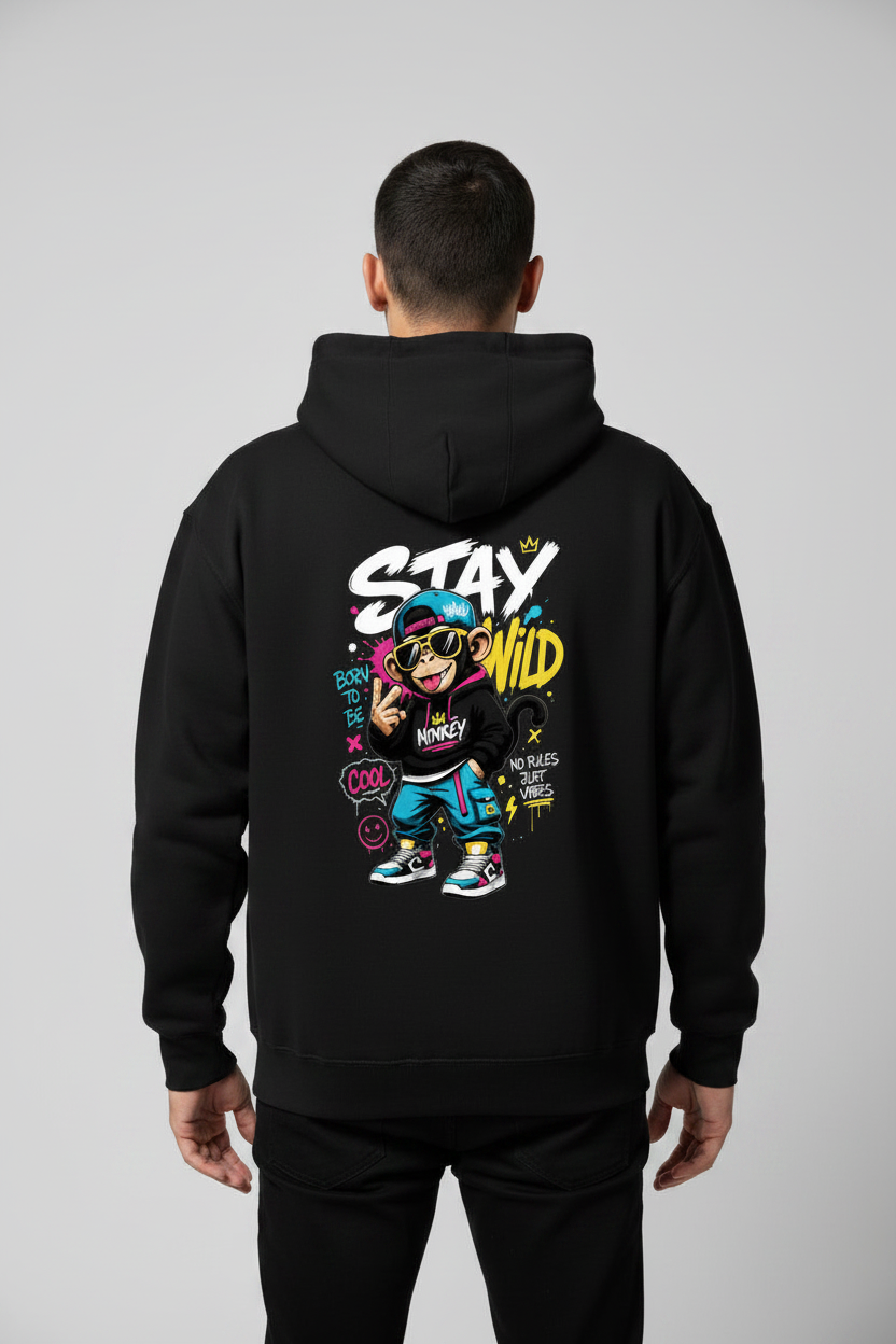 Stay Wild Hoodie Black – Back View