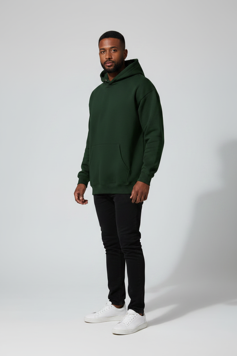 Stay Wild Hoodie Bottle Green – 45° Front Left