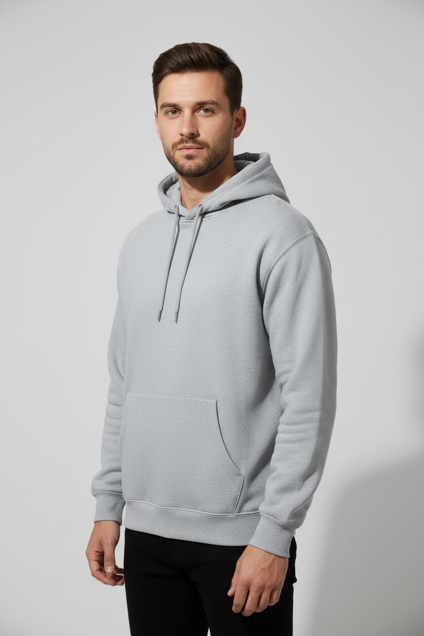 Stay Wild Hoodie Grey Melange – 45° Front Right