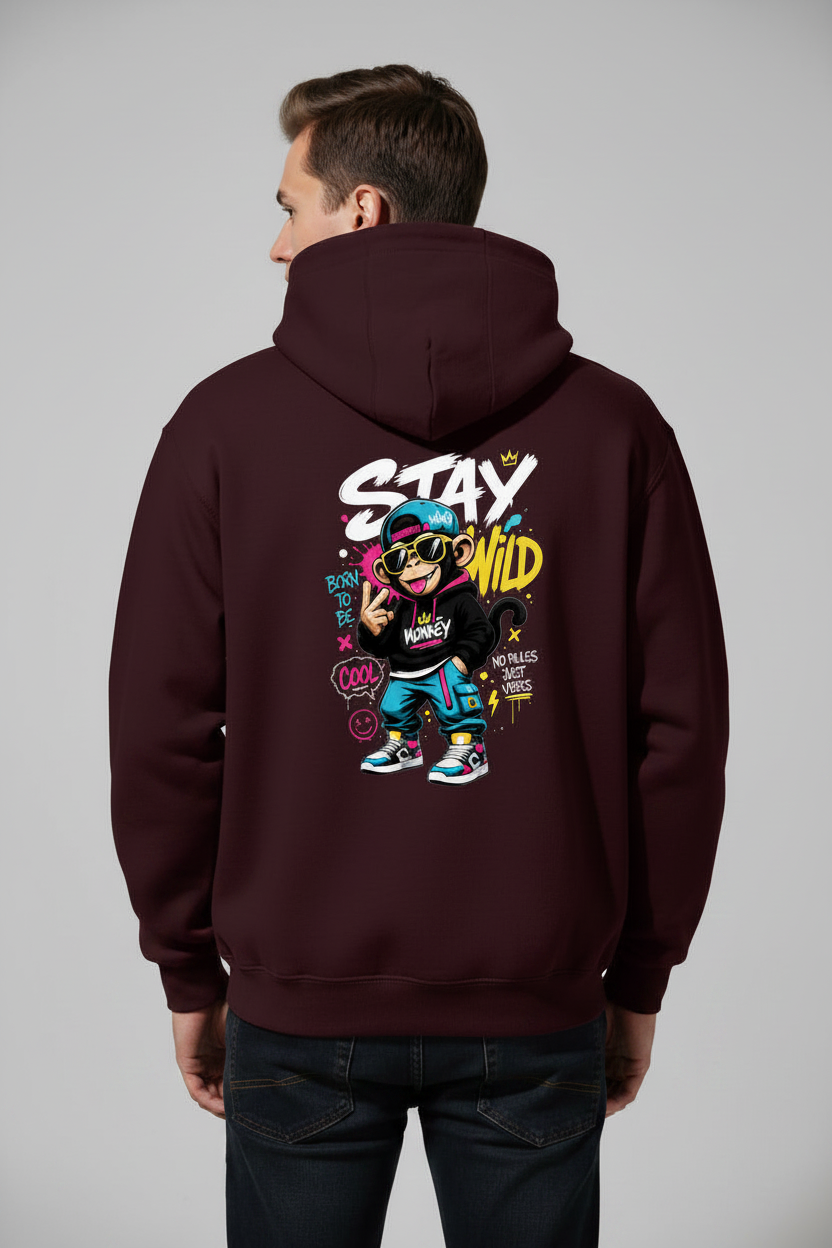 Stay Wild Hoodie Maroon – Back View