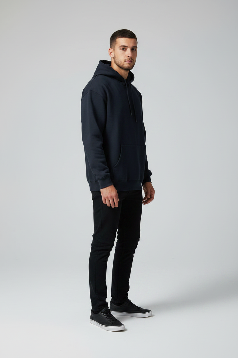 Stay Wild Hoodie Navy Blue – 45° Front Right