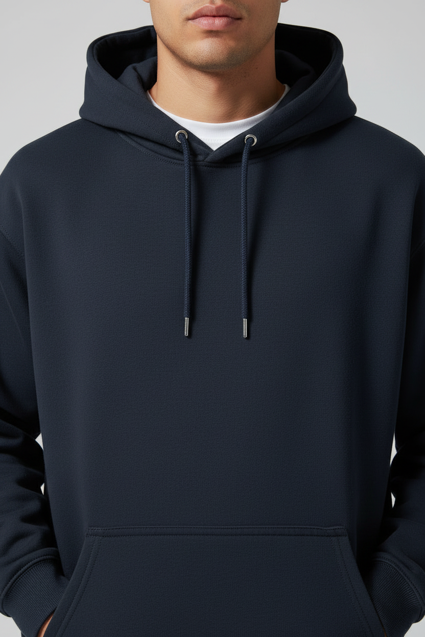 Stay Wild Hoodie Navy Blue – Close-up Detail