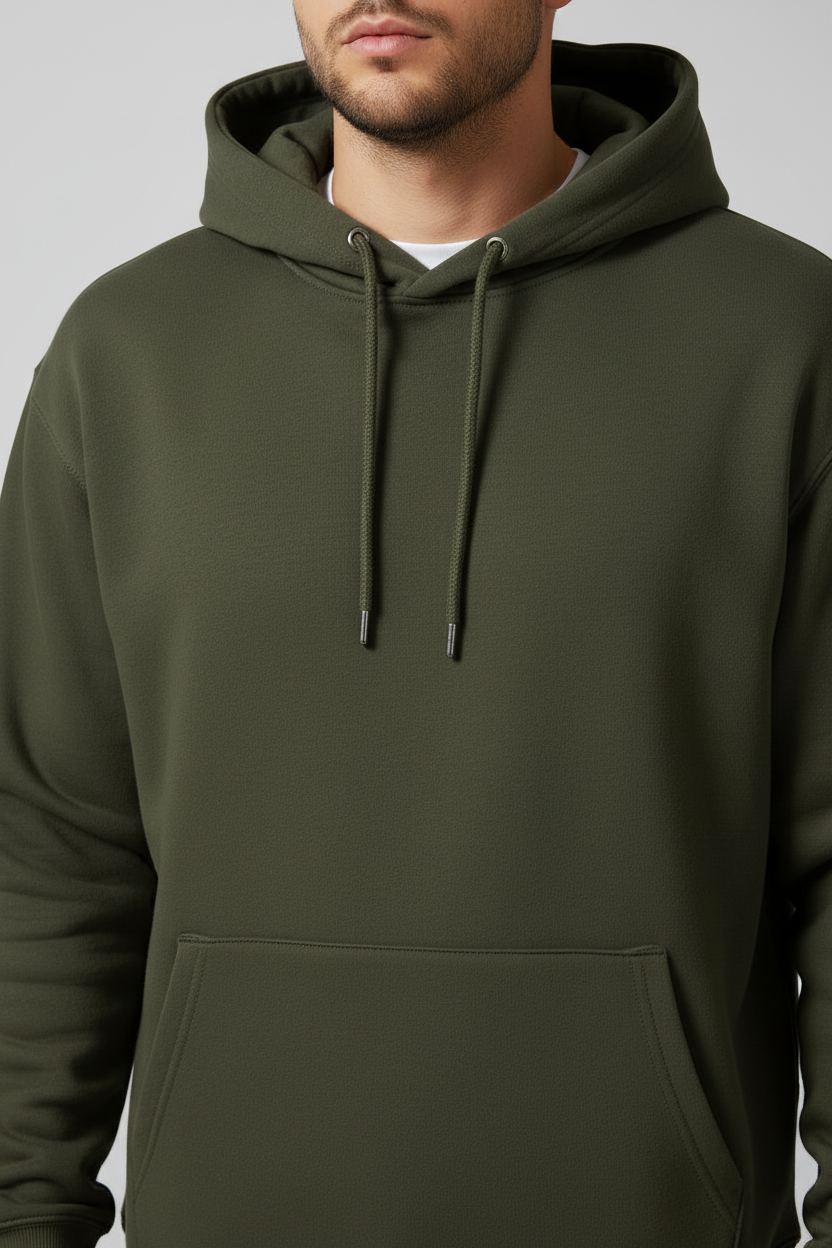 Stay Wild Hoodie Olive Green – Close-up Detail