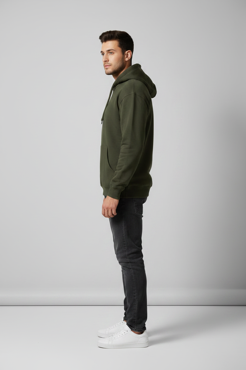 Stay Wild Hoodie Olive Green – Left Side View