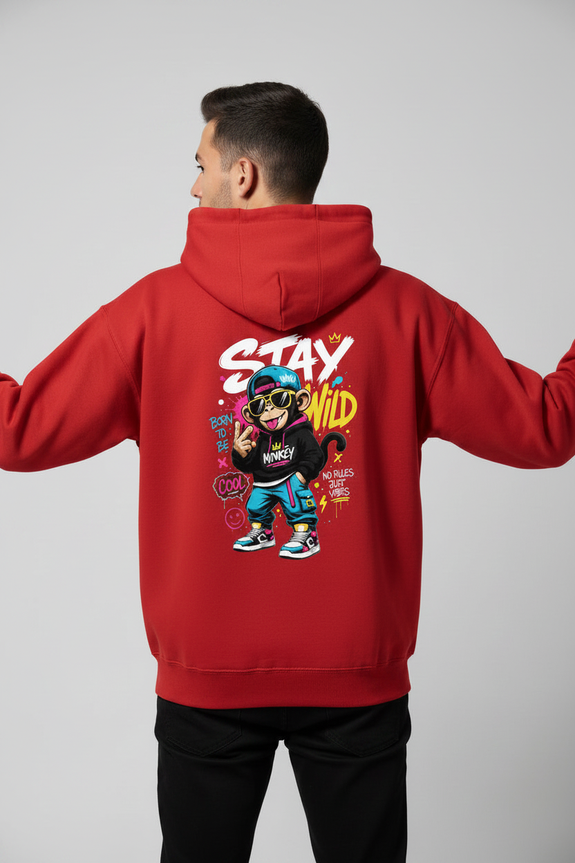 Stay Wild Hoodie Red – Back View