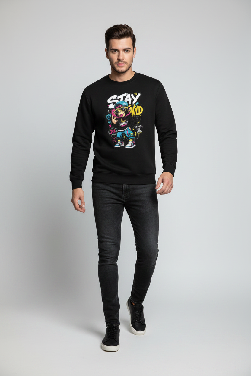 Stay Wild Sweatshirt Black – Walking Front