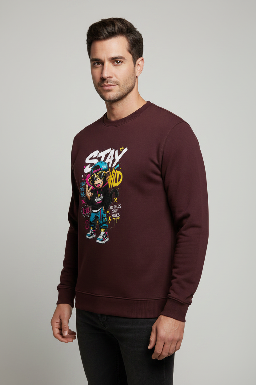 Stay Wild Sweatshirt Maroon – 45° Front Left