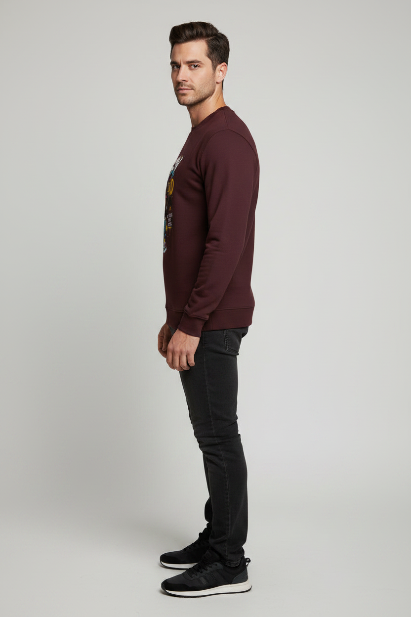 Stay Wild Sweatshirt Maroon – Left Side View