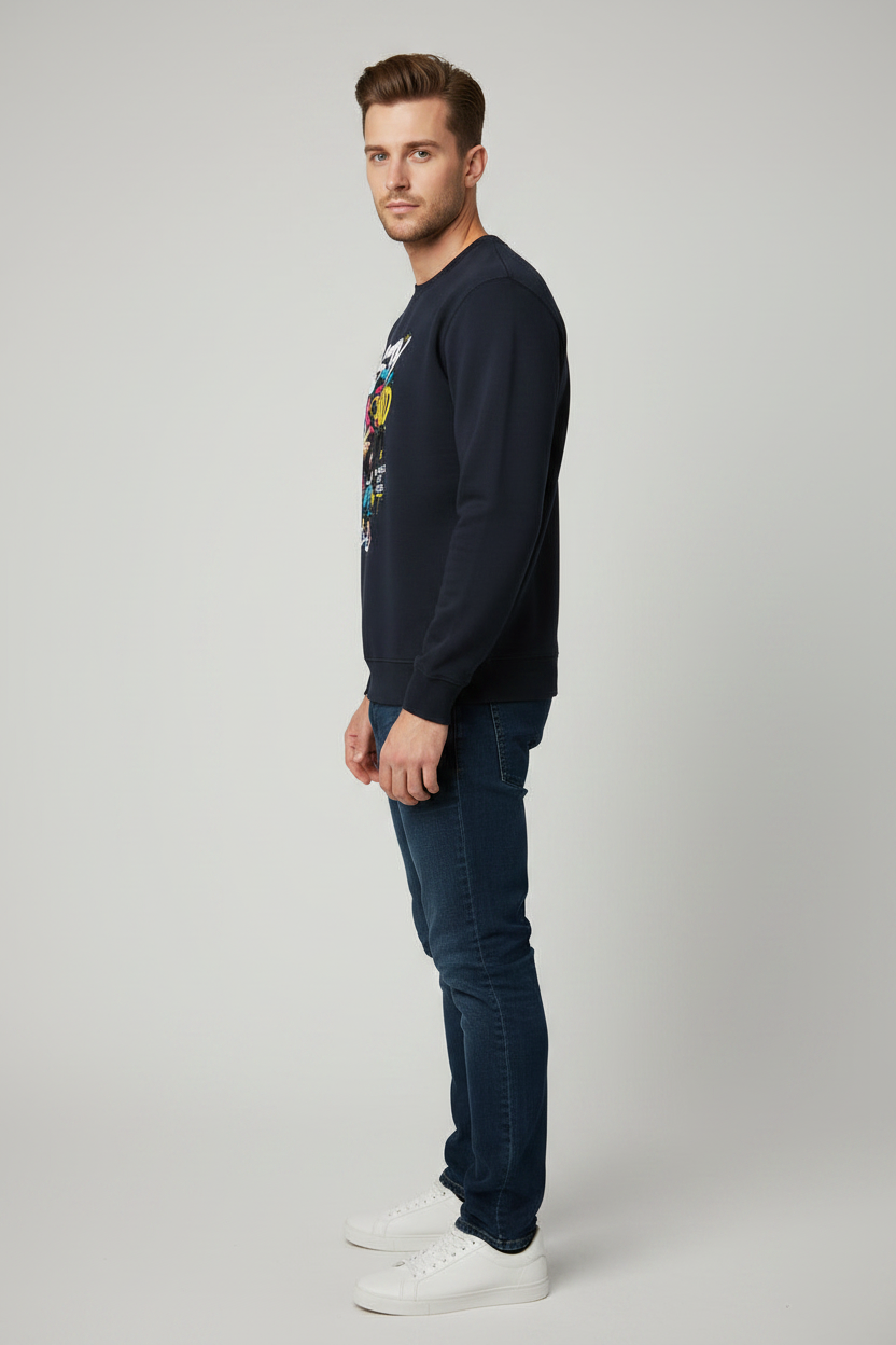 Stay Wild Sweatshirt Navy Blue – Left Side View